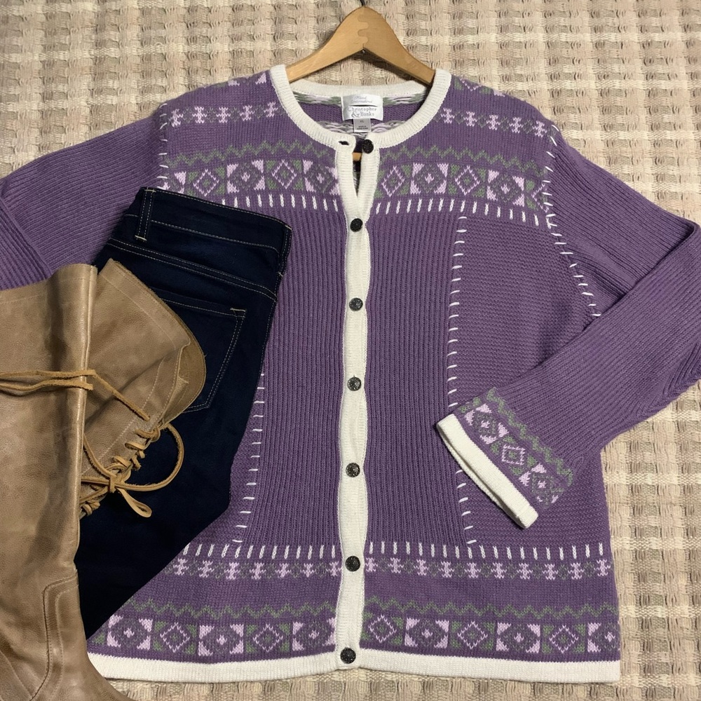 Christopher & Banks hand embroidered cardigan